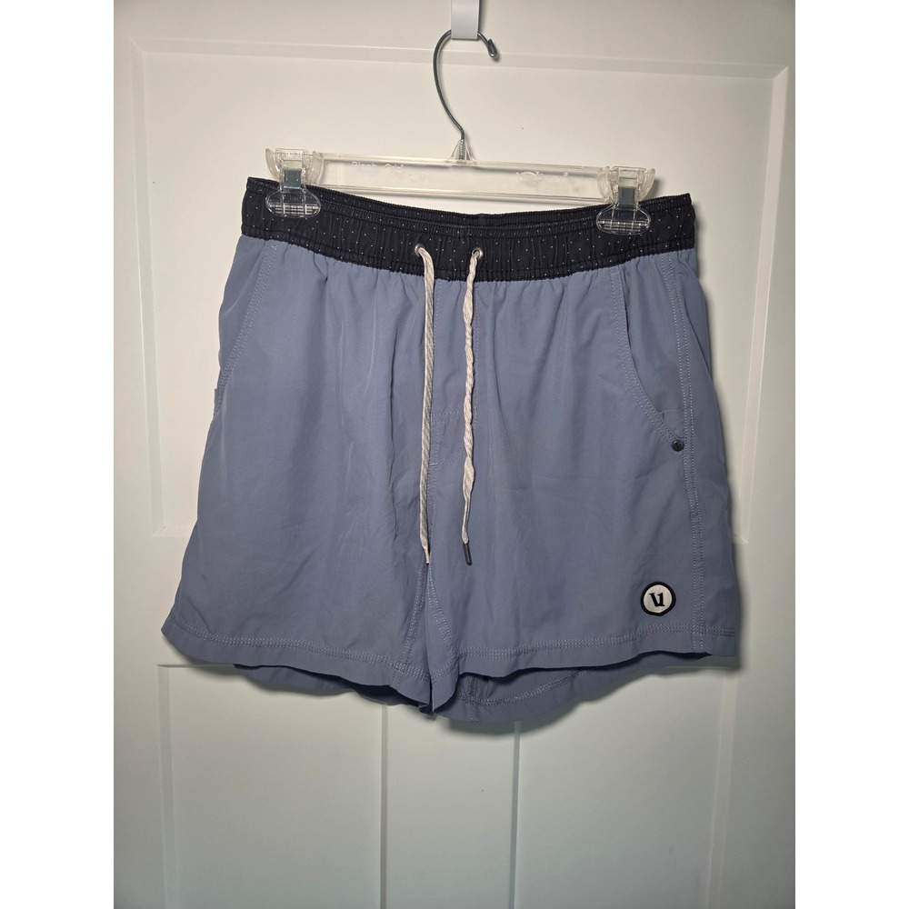 Vuori Mens Kore Short Blue Grey Athletic Training Gym Shorts Elastic Waist Small